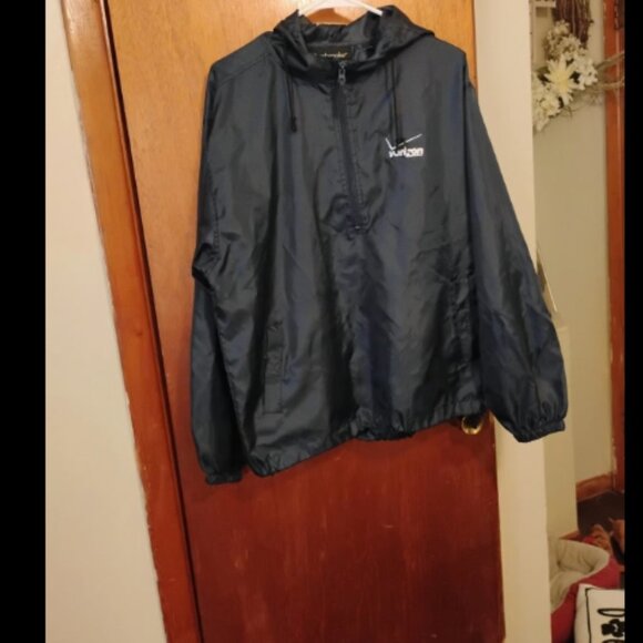 Verizon Wireless Blue 1/4 Zip Up Medium Rain Windbreaker Hooded Jacket Dunbrooke - Picture 3 of 11